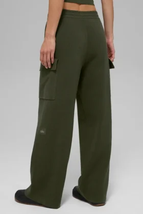Scholar Knit High-Waist Cargo Pant – Green Olive
