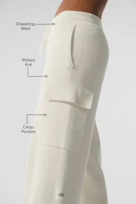 Scholar Knit High-Waist Cargo Pant – Ivory