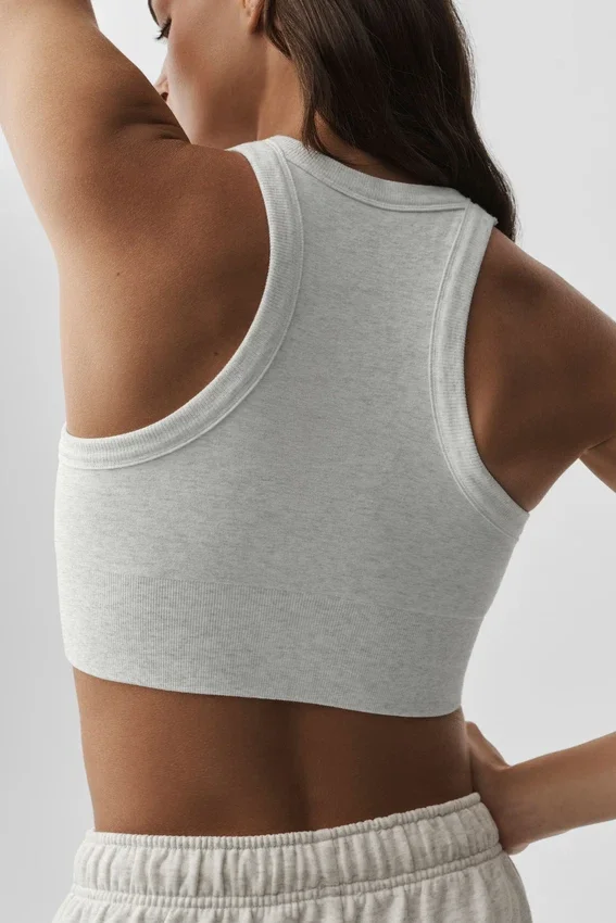 Seamless Delight High Neck Bra - White Heather