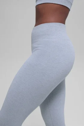 Seamless High-Waist Two Tone Rib Legging – Winter Frost Heather