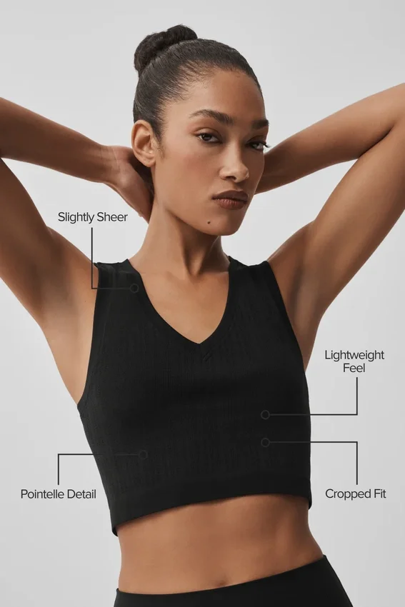 Seamless Pointelle Tank - Black
