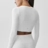 Seamless Ribbed Cropped Serene Long Sleeve - White