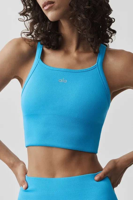 Seamless Ribbed Favorite Bra Tank - Azure Blue