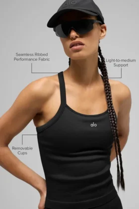 Seamless Ribbed Favorite Full Length Bra Tank – Black