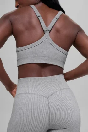 Seamless Two Tone Rib Bra – Light Misty Grey Heather