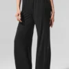 Semi-Sheer Delicate Lounge Flare Pant - Black
