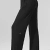 Semi-Sheer Delicate Lounge Flare Pant - Black