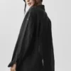 Semi-Sheer Golden Hour Button Down Long Sleeve - Black