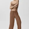 Semi-Sheer Golden Hour High-Waist Straight Leg Pant - Sun Kissed Brown