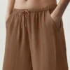 Semi-Sheer Golden Hour High-Waist Straight Leg Pant - Sun Kissed Brown