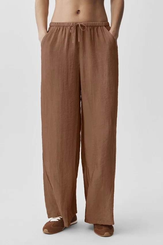 Semi-Sheer Golden Hour High-Waist Straight Leg Pant - Sun Kissed Brown