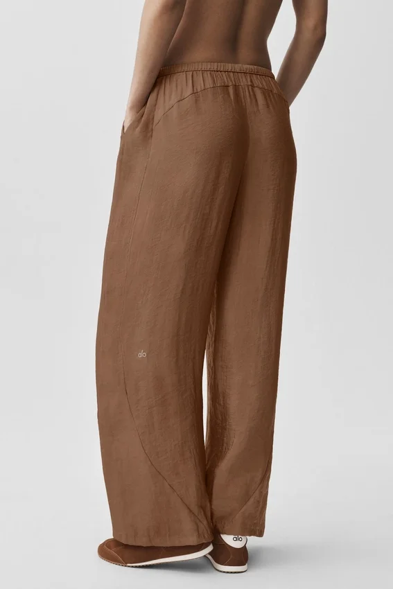 Semi-Sheer Golden Hour High-Waist Straight Leg Pant - Sun Kissed Brown