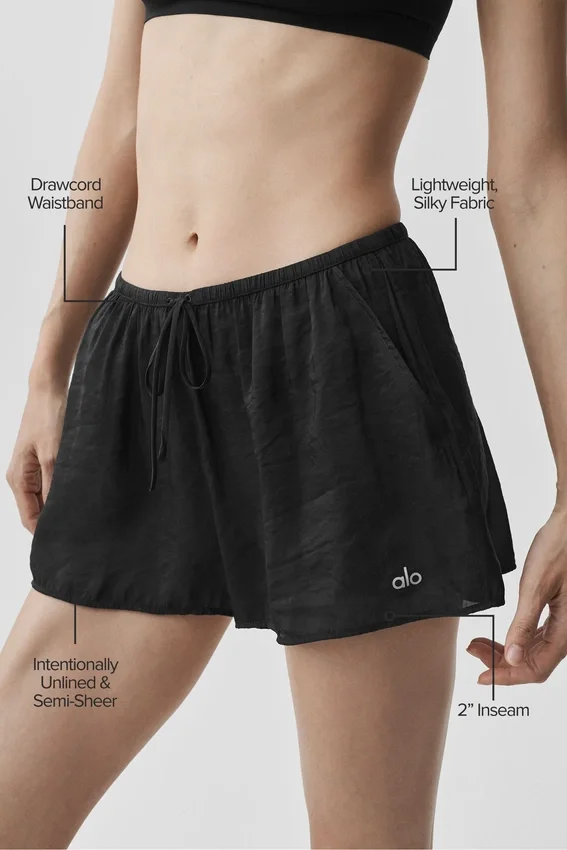 Semi-Sheer Golden Hour Mid-Rise Short - Black