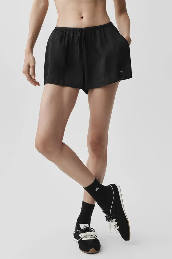Semi-Sheer Golden Hour Mid-Rise Short - Black