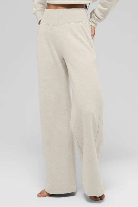 Serenity Wide Leg Sweatpant - Oatmeal Heather