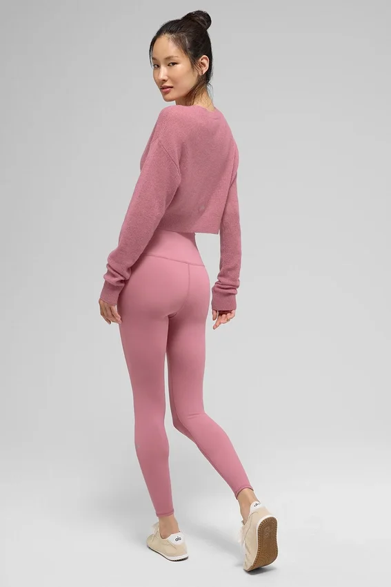 Sheer Cashmere Cropped Cardigan - Pink Wild Rose