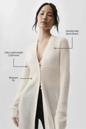 Sheer Cashmere Long Cardigan – Ivory