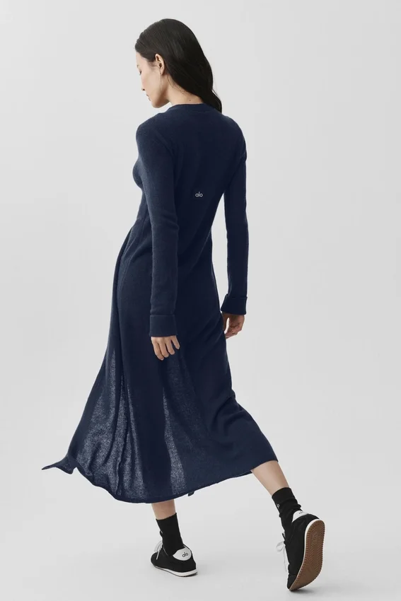 Sheer Cashmere Long Cardigan - Navy
