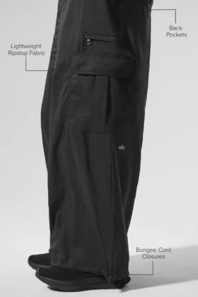 Sheer Game Time Wide Leg Jogger – Black