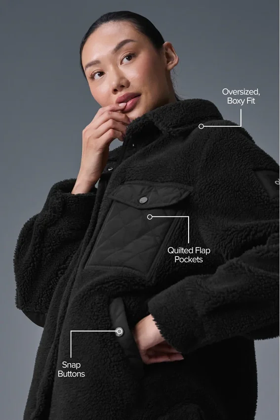 Sherpa Edge Shacket - Black