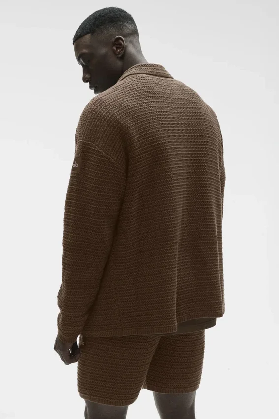 Shift Knit Button up Long Sleeve - Espresso