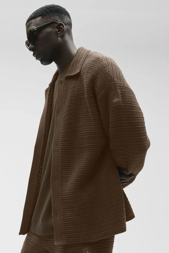 Shift Knit Button up Long Sleeve - Espresso