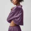 Silk Luminous Cropped Button Down Long Sleeve - Plum Kiss