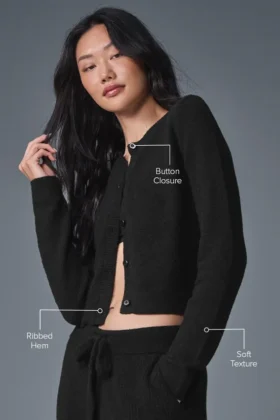 Snuggle up Sweater Cropped Cardigan – Black