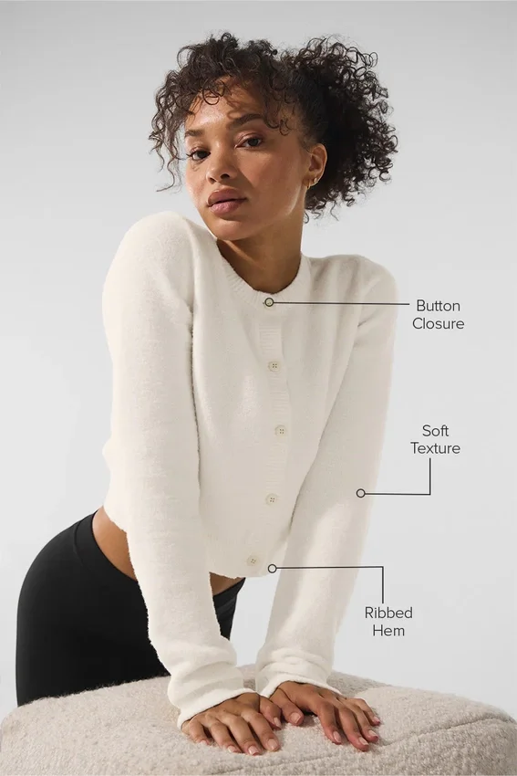 Snuggle up Sweater Cropped Cardigan - Ivory