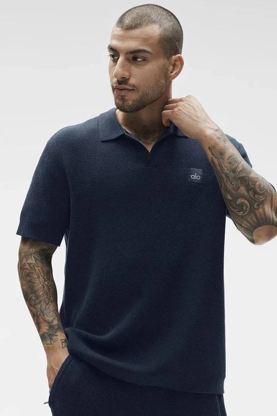 Sports Club Sweater Knit Polo - Navy