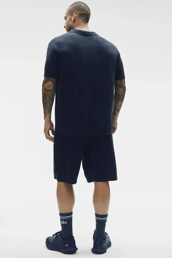 Sports Club Sweater Knit Polo - Navy