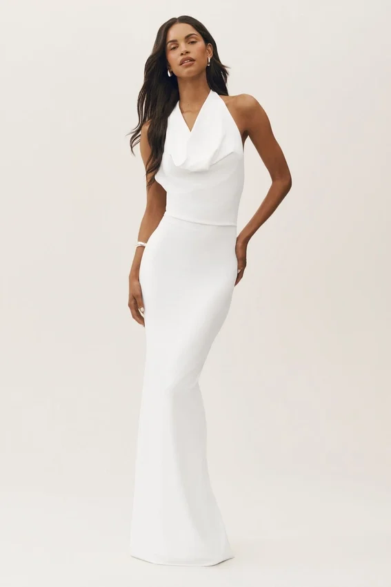 Summer Soiree Halter Maxi Dress - White