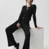 Sweater High-Waist Sunlit Straight Leg Pant - Black