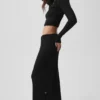 Sweater Knit Mid-Rise Unwind Wide Leg Pant - Black