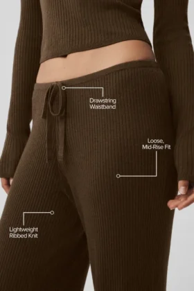 Sweater Knit Mid-Rise Unwind Wide Leg Pant – Espresso