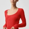 Sweater Knit Unwind Long Sleeve - Bright Red