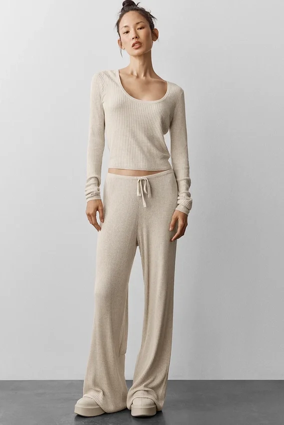 Sweater Knit Unwind Long Sleeve - Oatmeal Heather