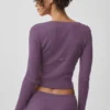 Sweater Knit Unwind Long Sleeve - Plum Kiss