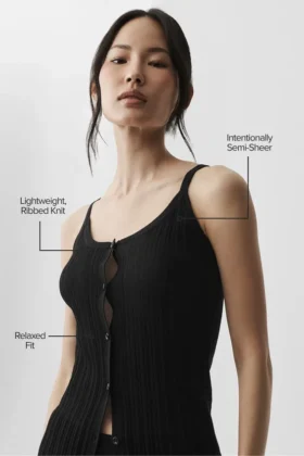 Sweater Sunlit Button Down Tank – Black