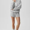 Take It Easy Long Sleeve Henley Pullover - Athletic Heather Grey/White
