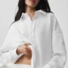 Take It Easy Long Sleeve Henley Pullover - White