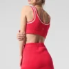 Tennis Club Sweater Knit Bra - Candy Red/White