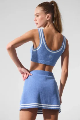 Tennis Club Sweater Knit Bra – Crystal Clear Blue/White