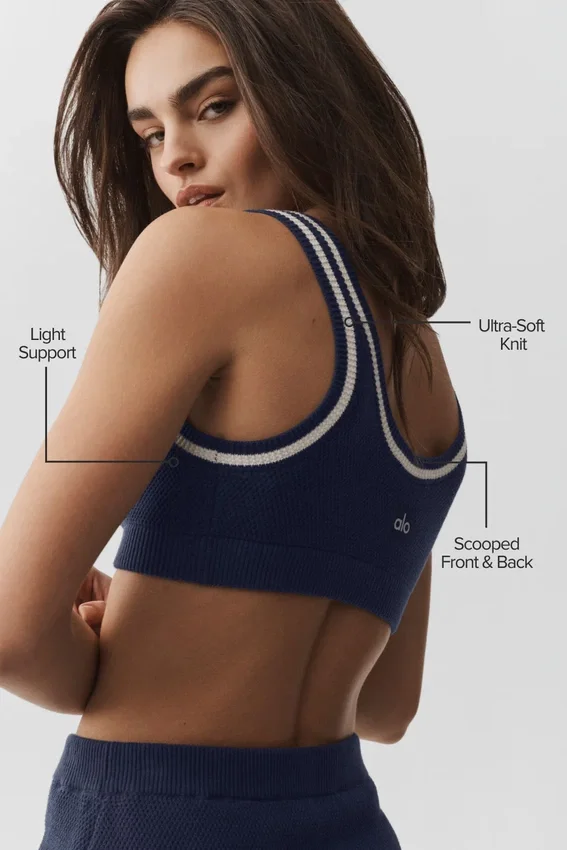 Tennis Club Sweater Knit Bra - Navy/Ivory