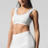 Tennis Club Sweater Knit Bra - White/Seashell Blue