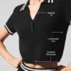 Tennis Club Sweater Knit Cropped Polo - Black/Ivory