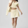 Tennis Club Sweater Knit Cropped Polo - Oatmeal/White
