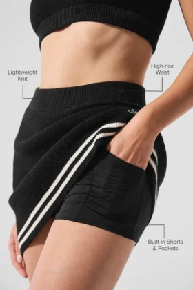 Tennis Club Sweater Knit Skirt – Black/Ivory