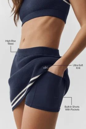 Tennis Club Sweater Knit Skirt – Navy/Ivory