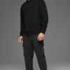 Textured Knit Hoodie - Black
